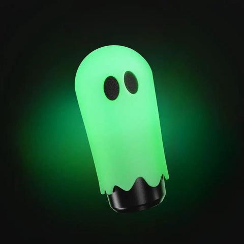 Flat Out Smooth Shifting Universal Gear Knob Featuring Glowing Phantom Etching and Contoured Machined Aluminum Handle for Easy Night Cruising Plus Three No Sweat Mount Adapters, green ghost design.