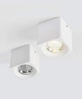 iumLeap Recessed Lighting Housing Trim Kits White COB Ceiling Spotlight Fixture Downlight Bright Square Aluminum Indoor Panel Light for Hallway Display Mall, Warm Light(3000k)_30w, overhead view of two lights.