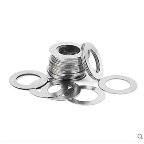 Ultra Thin Stainless Steel Flat Washer Set 0.1mm Thick 28 to 35mm Outer Diameter 10 Pack Shim Washers for Screws Durable Weatherproof 304 Stainless Steel Flat Washer Assortment Kit, stacked washers