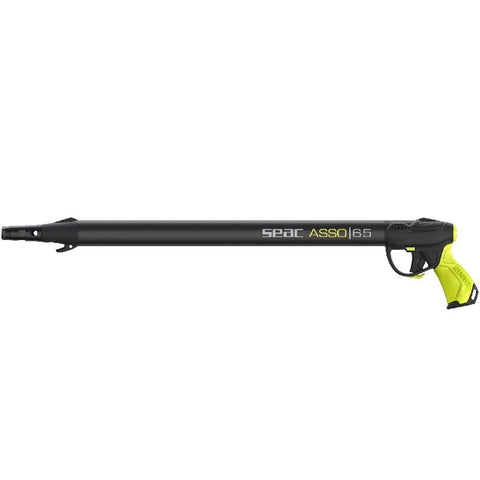 Asso S R Pneumatic Speargun With Regulator For Underwater Fishing And Anti Stress Rubber Handle Side View