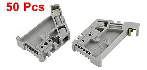 End Stopper Mounting Clips For 35mm DIN Rail Terminal Blocks, 50 Pack White Plastic And Metal Construction, Model EW 35
