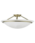 Newburgh 3 Light Ceiling Mount in bronze, transitional style with alabaster glass shade, steel construction, side view