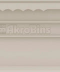 Beige AkroBins stackable clear plastic storage bin for garage and pantry, heavy duty, 15 x 5 x 5 inches, ideal for home organization.