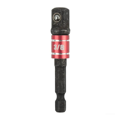Grab These 3-Piece Drill Socket Adapter Sets With One-Quarter, Three-Eighth And Half Inch Hex Shank Extensions Perfect For Your Impact Wrench Driver Kit. The Ball Lock Design Keeps Things Secure So You Can Get Any Job Done Around The House Or Garage. 3/8-inch chrome vanadium steel drill socket adapter with ball lock