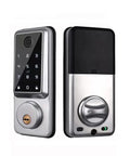 Solid As A Rock Waterproof Smart Deadbolt Lock For Home featuring biometric fingerprint scan and digital keypad, sleek design.
