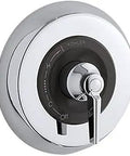 Triton Rite Temp Valve Trim With ADA Lever Handle Polished Chrome for anti-scald shower, precise temperature control, faceplate detail.