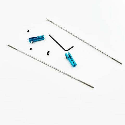 Two Piece Blue Aluminum RC Boat Servo Arm Linkage Steering Clip And Pushrod Set For RC Airplane Boat Ship DIY Models Heavy Duty Aluminum Alloy Pushrod Clip M2x150mm, blue aluminum clips with M2x150mm metal rods