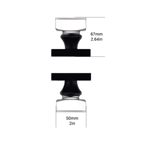 Crystal Glass Door Knobs Set For Interior Closet And Bifold Doors Slick Matte Black Half Dummy Knobs with dimensions