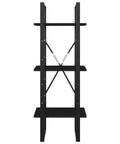 Three Tier Engineered Wood Book Cabinet In Black For Home Office Dope Industrial Style Bookshelf With Sturdy Build And Three Shelves