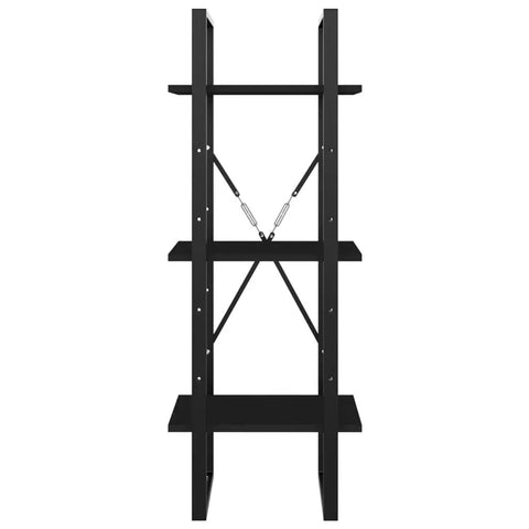 Three Tier Engineered Wood Book Cabinet In Black For Home Office Dope Industrial Style Bookshelf With Sturdy Build And Three Shelves