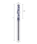 SpeTool 14411 ball nose carbide end mill, double-flute CNC router bit with 1/4 inch shank and 3 inch overall length.