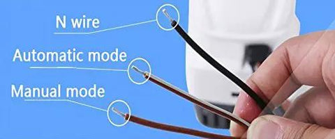 Wiring options for Automatic Submersible Bilge Pump For Boats, 12V 1100 GPH With Built-In Float Switch, showing N, Auto, Manual modes.