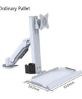 White Single Arm Gas Spring Monitor Mount For 15 To 32 Inch Screens With Heavy Duty Table Clamp and Easy Slide Tray displayed in side view.