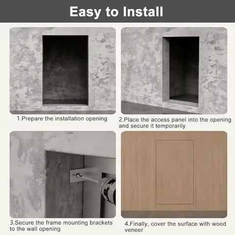 Installation steps for Top Shelf Aluminum Alloy Hidden Access Panel 33X41 Inch Fire Rated Waterproof Inspection Hatch for wall covering.