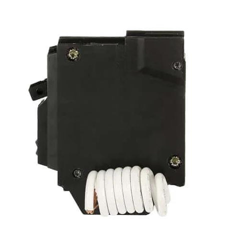 Side view of 20A Dual-Function AFCI/GFCI Breaker, Single-Pole 120 VAC, with coil, Plug-In Q-Line THQL1120DFP, 1 in wide.