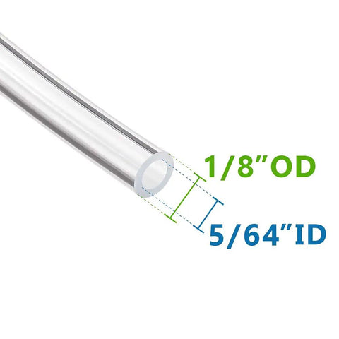 Clear PU Pneumatic Tubing One Eighth Inch Outer Diameter Air Hose For Air Compressors And Fluid Transfer, 16.4 Feet Long