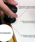 Mini chamfering tool, handheld pneumatic beveler for metal edges, Amazon brand, side view.