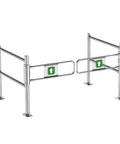 Rock Solid Stainless Steel Swing Gate For Grocery Stores And Warehouses Featuring Smooth Automatic Closing with directional arrows.