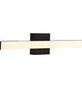 Rectangular 24 Inch Thin Bar LED Vanity Light In Brushed Black for over mirror bathrooms, side view, clean modern glow