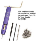 50 Piece Stainless Steel Helicoil Thread Repair Kit Set For Aluminum And Low Strength Materials M2.5 X 2D Inserts, tools shown