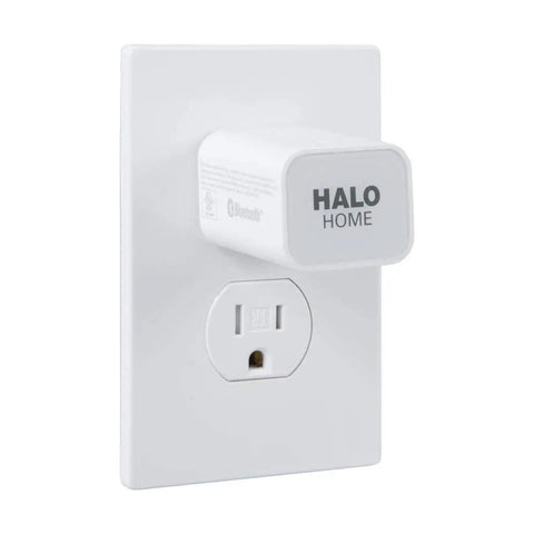 Bluetooth Enabled 4.0 Smart Internet Access Bridge for Halo Home System Hook It Up With Alexa And Google Assistant, shown in wall outlet