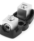 Badass Mini ANL And MANL Inline Fuse Holder For 4 And 8 Gauge Wire With Forged Brass Body And Satin Chrome Cap close-up view