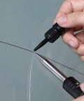 Applying resin with a tool to a cracked windshield using Windshield Repair Kit For Chips And Cracks Easy Application Glass Crack Repair Tool For Automotive Use Quick And Safe Fix For Car Windows With Professional Grade Resin And Clear Long Lasting Bond