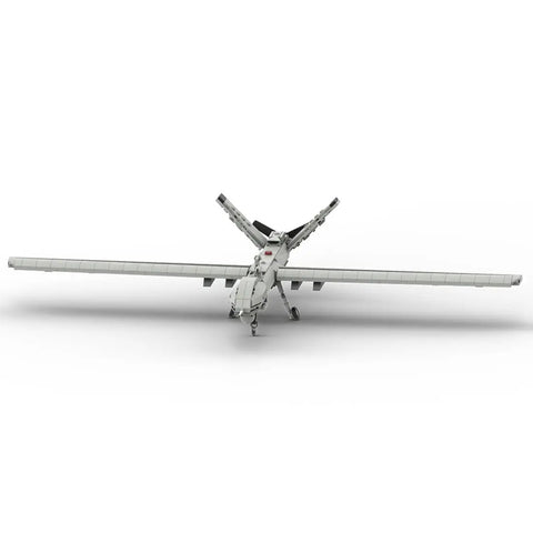 Front view of MQ-9 Reaper UAV Building Blocks Model Kit With 722 Pieces, MOC 101708 Dope Creative Transport Plane Display