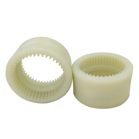 Two Pack M28 Nylon Gear Coupling Sleeves For Standard Gear Drives 66mm Diameter 46mm Height 34 Tooth Flexible Shaft Connector Replacement Parts Durable Precision Fit For Machinery And CNC Equipment