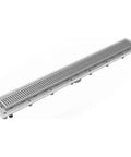 Heavy Duty Square Pattern Shower Drain In Polished Stainless Steel with complete PVC channel for modern bathrooms.