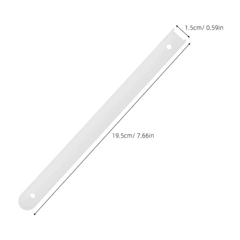 Three Pack Plastic Drawer Slides for Cabinets and Cupboards, white side mount track, dimensions indicated with measurements in cm and inches