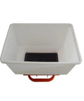 Top view of a heavy duty ATV UTV seed and fertilizer spreader with a 265lb capacity hopper for garden, farm, and tractor use.