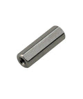 Top Shelf Stainless Steel Hex Female Threaded Standoff Featuring M3 Internal Threads And Six Millimeter Body Twelve Millimeter Length close-up showing silver finish and hexagonal shape