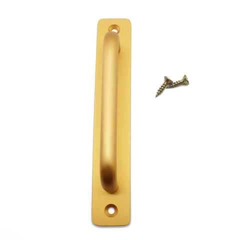 Two Pack Gold Aluminum Barn Door Handles Set 5.83 Inch Sliding Door Pulls For Wardrobes And Cabinets Easy Two Hole Mount Durable Aluminum Alloy Door Knobs For Doors Windows Closets with screws