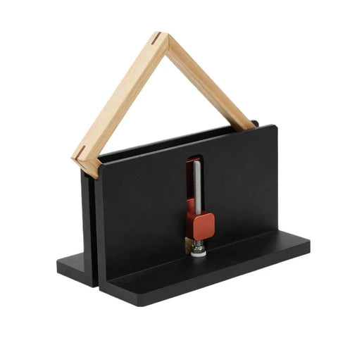 Handy Right Angle Woodworking Clamp Jig For Furniture, Photo Frames, And Drawer Slotting - Adjustable Fixture For Precise, Fast Setup And Strong Joints For Durable, Everyday Use, black metal right-angle jig with wooden frame