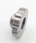Waterjet mixing chamber nut 711589-1, silver metal, side view