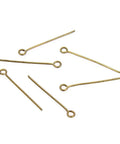Raw Brass Eye Pins 30mm 1.2 Inch For Jewelry Beading Craft Making Set Of 200 Unplated Uncoated 0.8mm 20 Gauge Findings Ideal For DIY Jewelry And Beading Projects Gift Making, loose eye pins on white