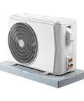 Sturdy outdoor mini split pad for 9000 to 36000 BTU ductless AC heat pump systems, 38 by 18 by 3 inch, supporting 400 lbs, shown with unit