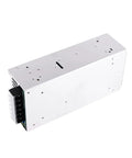Rugged Beefy 600W 24V 27A Switching Power Supply With AC DC Single Output Remote Sensing And Active PFC Ultra Stable Current Limit MOOP Medical Safety High Efficiency Low No Load Draw Under Half Watt Handles Three Hundred VAC Surges MSP 600 24, silver metal enclosure