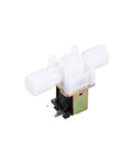 Side view of Normally Open Plastic Solenoid Valve Half Inch to Three Quarter Inch Water Dispenser Valve 12V 24V DC AC Compatible.