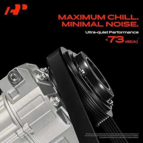 Close-up of the Top Shelf AC Compressor Kit With Clutch And Precharged Pag 46 Lubricant for Buick Regal 2014-2017, showing 5-groove pulley.