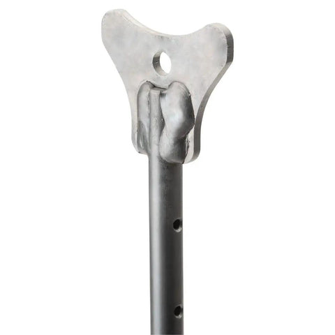 Top section of Beefy Adjustable Motorcycle Stand For Maintenance And Service 11 To 19 Inch Lift Zinc Plated Heavy Duty Steel.