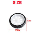 Four 65mm Rubber RC Wheel Set For DIY Models, Robots, And Small RC Cars, White And Black, Wheel with 65mm diameter, 15mm thickness