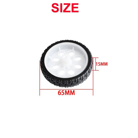 Four 65mm Rubber RC Wheel Set For DIY Models, Robots, And Small RC Cars, White And Black, Wheel with 65mm diameter, 15mm thickness