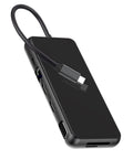 Portable USB C Docking Station Featuring Crisp 4K Triple Monitor Output And Type C Multiport Hub Adapter with cable connected.