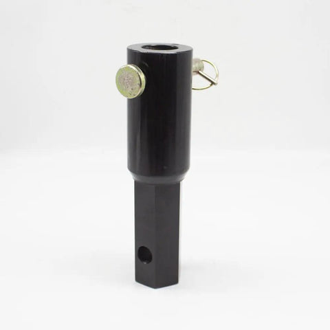 Beefy Heavy Duty Auger Adapter Converter 1.5 Inch Female Round To 2 Inch Male Hex Shaft Attachment, durable black steel design.