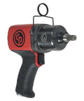 Hard Hitting 1/2 Inch Air Powered Impact Wrench Rated For Hazardous Locations ATEX Certified Black Housing side view with red accents.