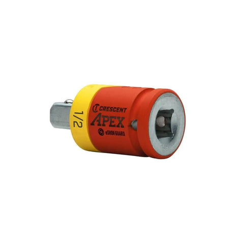 Eshok Guard Half Inch Socket Isolator for Impact Wrenches, heavy-duty tool steel, red and yellow design, side view