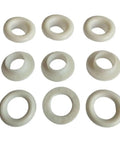 Top Notch Adjustable Plastic Eyelet Fasteners With 15 Millimeter Inner And 28 Millimeter Outer Fit Perfect For Canvas Repair And Fabric Patching In A Hella Strong 50 Piece Kit in white, showing a set of ten fasteners.