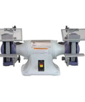 Rock Solid 6 Inch Bench Grinder With 36 60 Grit Grinding Wheel And 1 2 Inch Arbor, featuring safety shields and durable construction.
